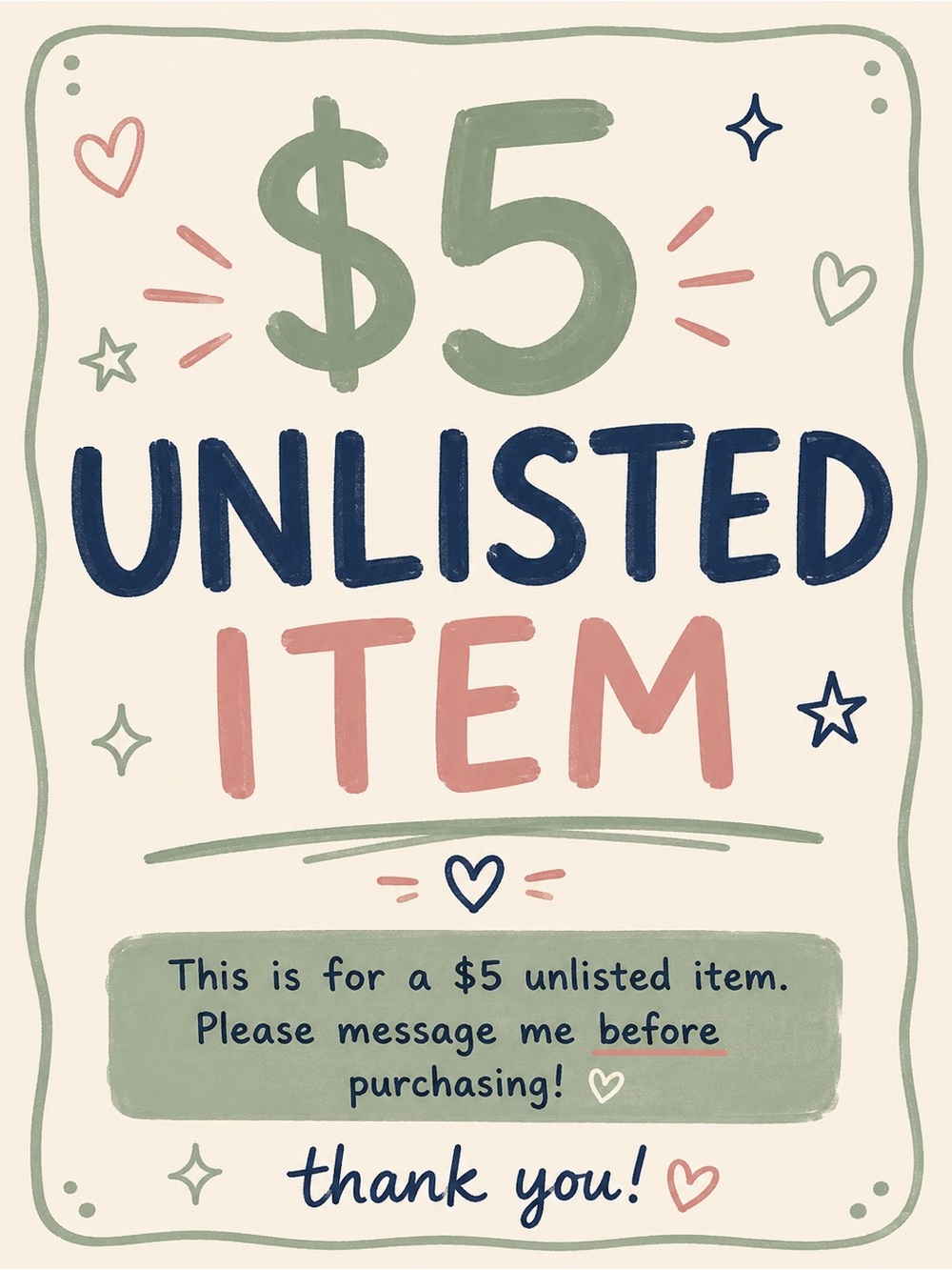 $5 Unlisted Item
